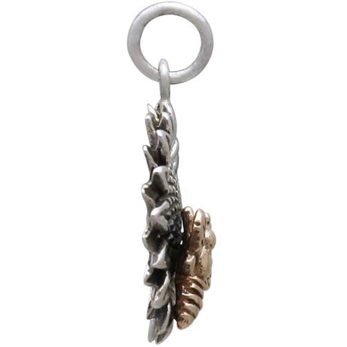 Sterling Silver Sunflower Charm with Bronze Bee - Poppies Beads n' More