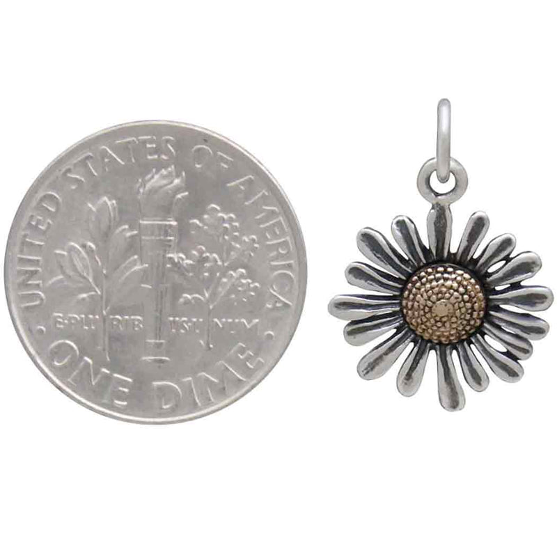 Mixed Metal Daisy Charm - Poppies Beads n' More