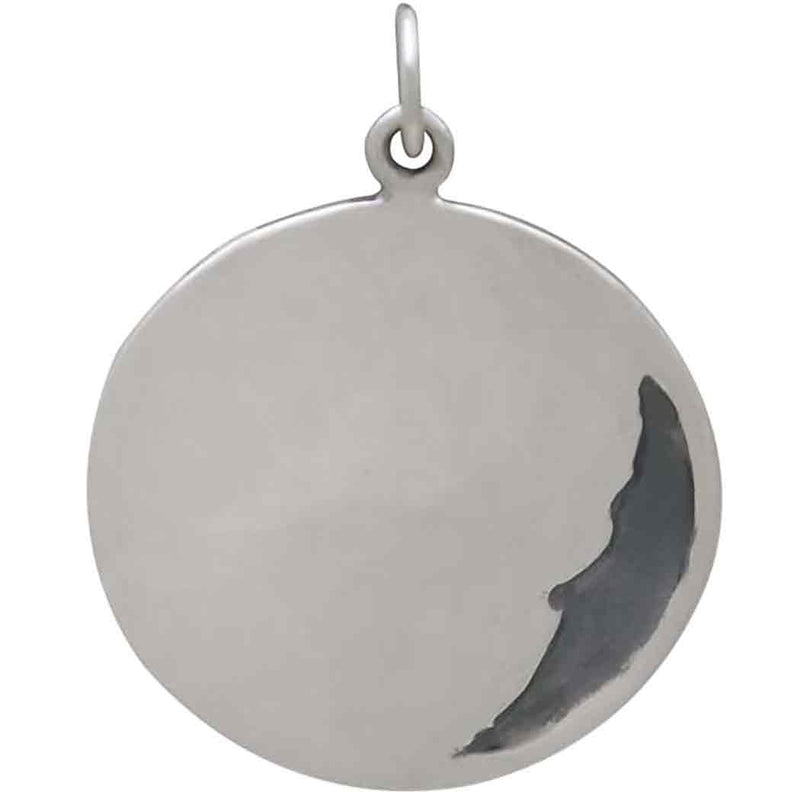 Silver Crescent Moon Face Pendant with Bronze Star - Poppies Beads n' More