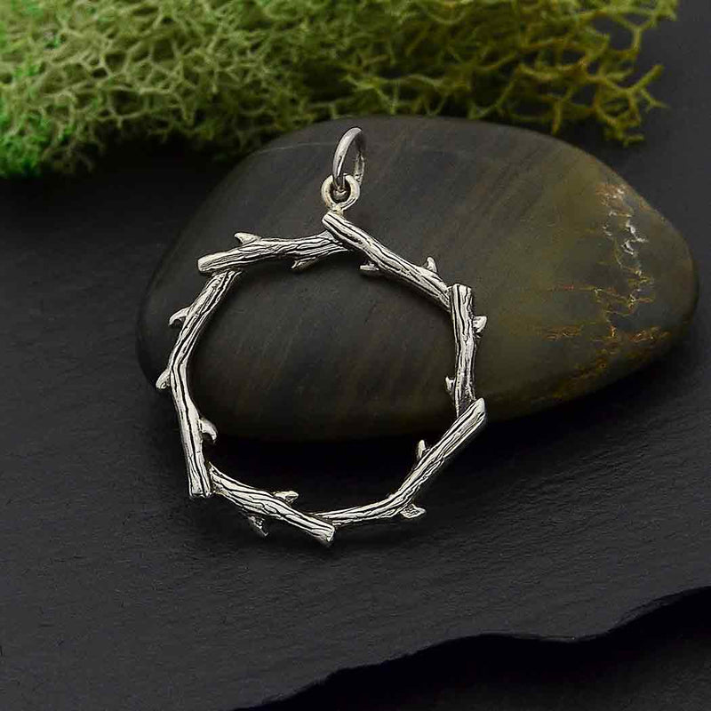 Sterling Silver Circle of Thorns Pendant - Poppies Beads n' More