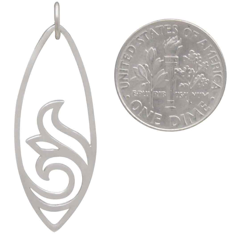 Sterling Silver Openwork Scroll Marquis Charm - Poppies Beads n' More