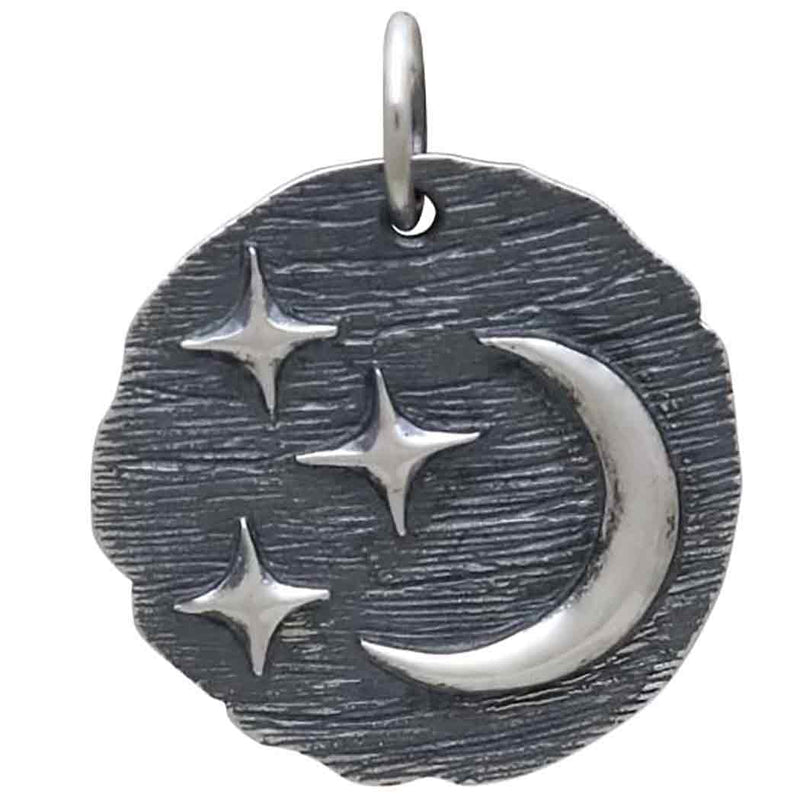 Sterling Silver Ancient Coin with Stars and Moon - Poppies Beads n' More
