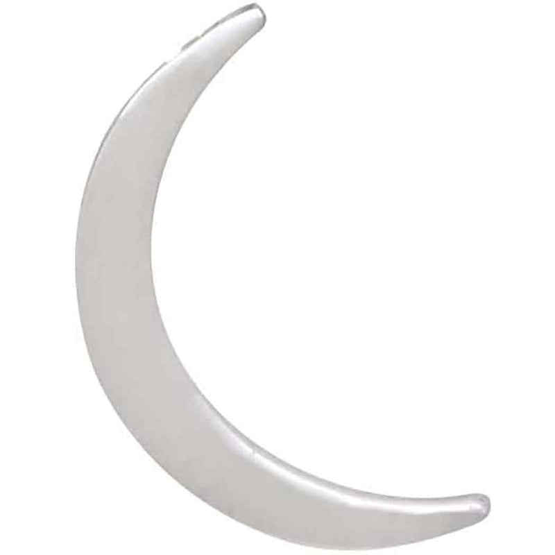 Sterling Silver Long Crescent Moon Bead - Poppies Beads n' More