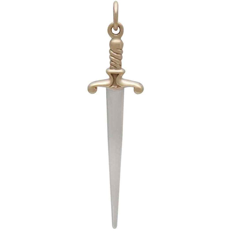 Sterling Silver Sword Pendant with Bronze Handle - Poppies Beads n' More