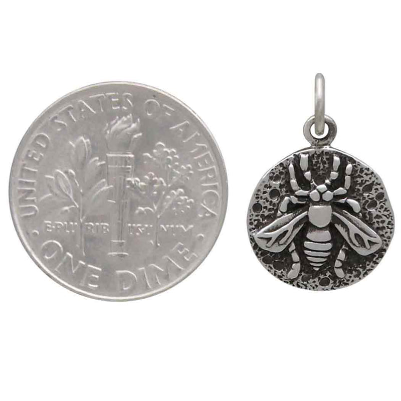 Sterling Silver Small Ancient Coin Bee Charm - Poppies Beads n' More
