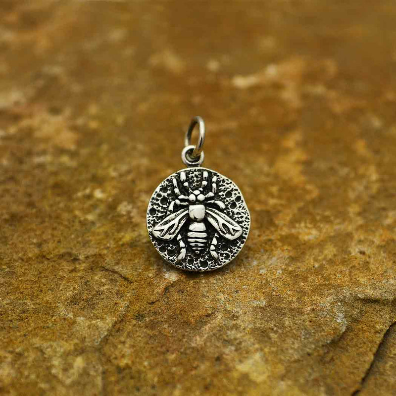 Sterling Silver Small Ancient Coin Bee Charm - Poppies Beads n' More