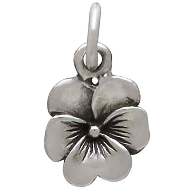 Sterling Silver Small Pansy Charm - Poppies Beads n' More