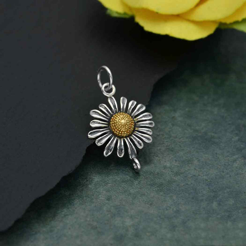 Sterling Silver and Bronze Daisy Link - Poppies Beads n' More