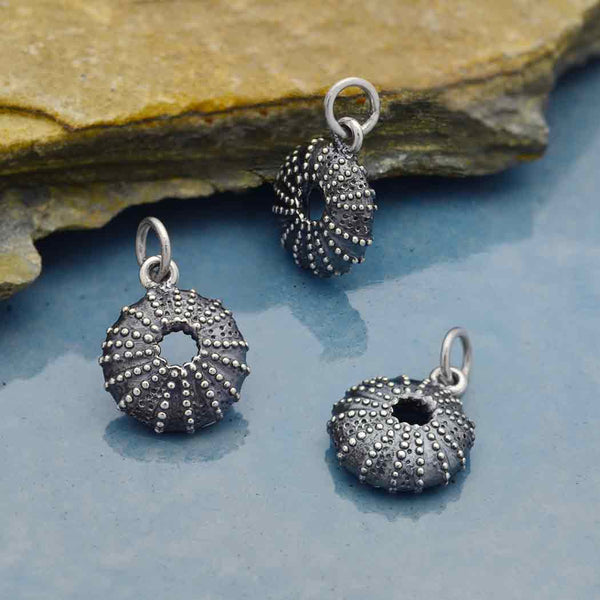 Sterling Silver Mini Sea Urchin Charm - Poppies Beads N More