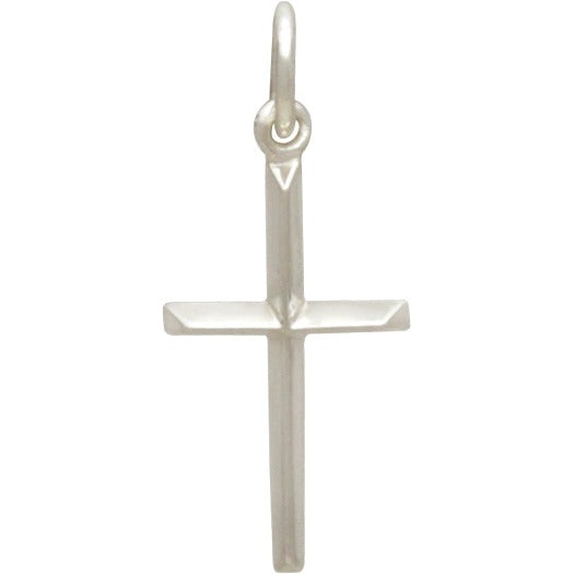 Sterling Silver Cross Charm with Raised Ridges - Poppies Beads n' More