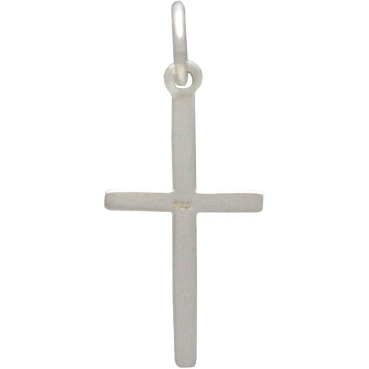 Sterling Silver Cross Charm with Raised Ridges - Poppies Beads n' More