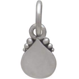 Sterling Silver Decorated Teardrop Charm - Poppies Beads n' More