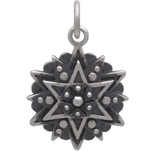 Silver Affirmation Mandala Charm - INSPIRATION - Poppies Beads n' More