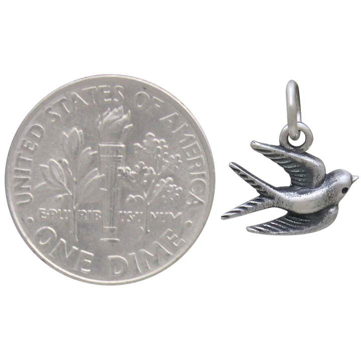 Sterling Silver Swallow Charm - Poppies Beads n' More