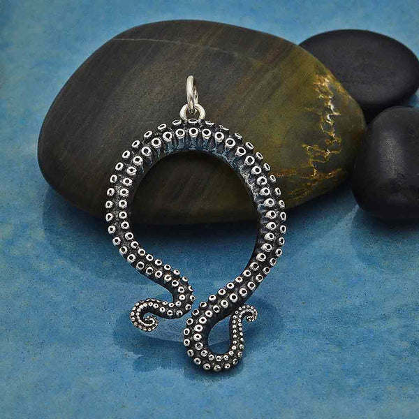 Sterling Silver Octopus Tentacle Pendant - Poppies Beads n' More