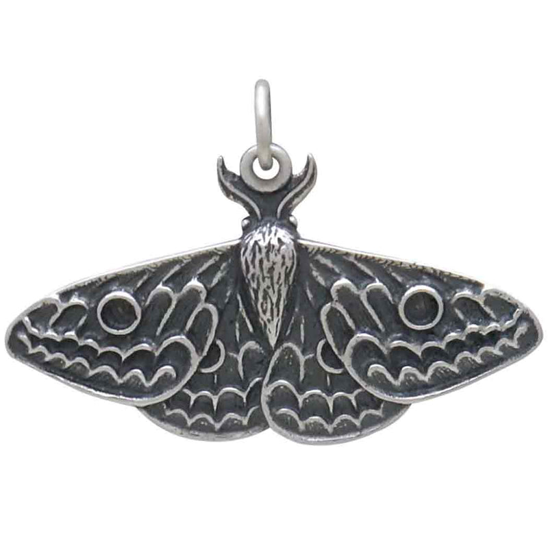 Sterling Silver Dimensional Moth Charm - Poppies Beads n' More