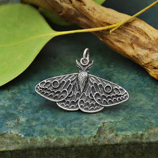 Sterling Silver Dimensional Moth Charm - Poppies Beads n' More