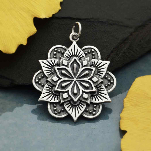 Sterling Silver Layered Mandala Pendant - Poppies Beads n' More