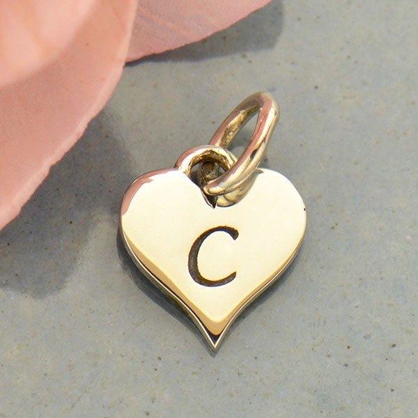 Small Silver Letter Heart Charm - Poppies Beads n' More