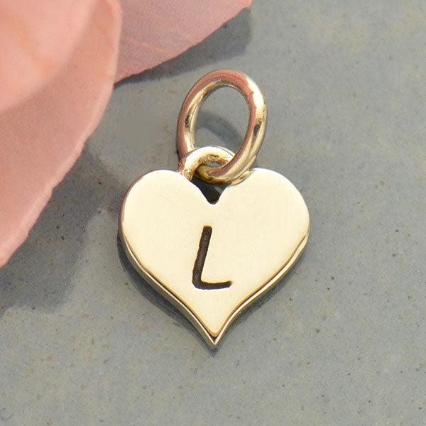 Small Silver Letter Heart Charm - Poppies Beads n' More