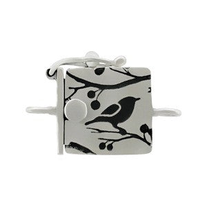 Sterling Silver One Strand Box Clasp with Bird Print - Poppies Beads n' More