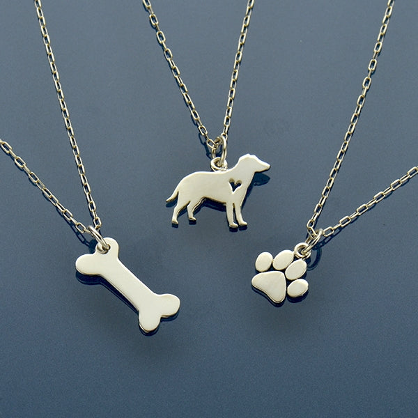 Puppy Love - Dog, Paw Print and Dog Bone Charm Necklaces, - Poppies Beads n' More
