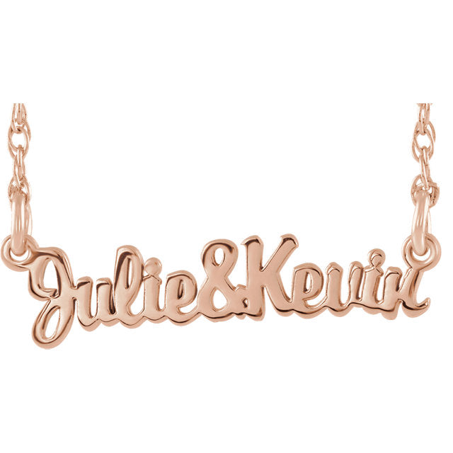 Script Couples Nameplate Necklace - Poppies Beads n' More