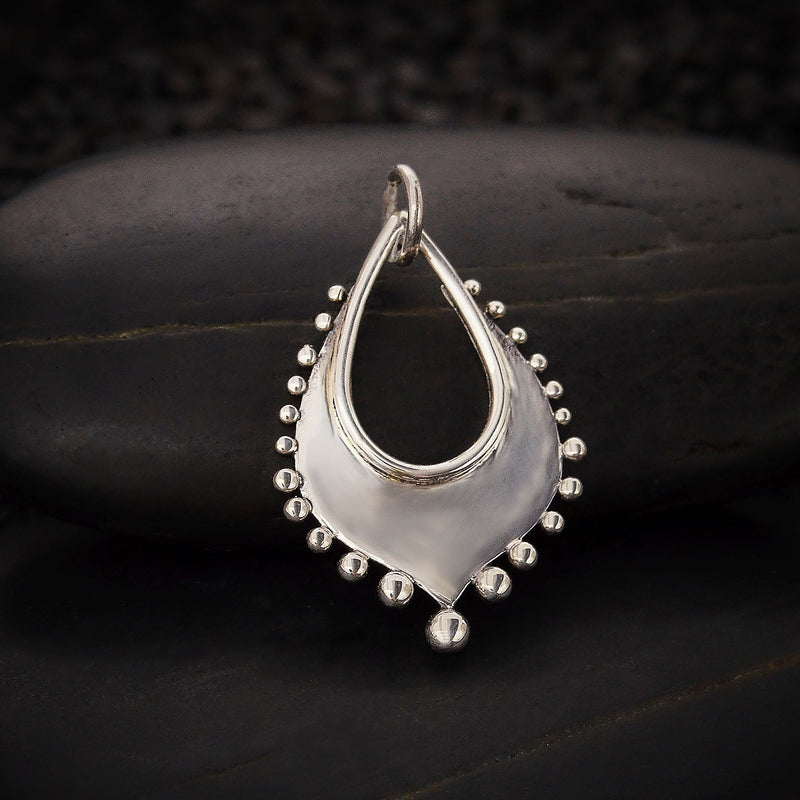 Silver Arabesque Charm with Granulation Drops - Poppies Beads n' More