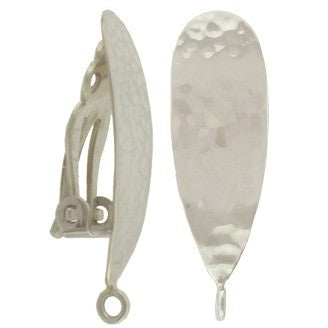 Clip On Earring -Teardrop with Hammer Finish and Loop - Poppies Beads n' More