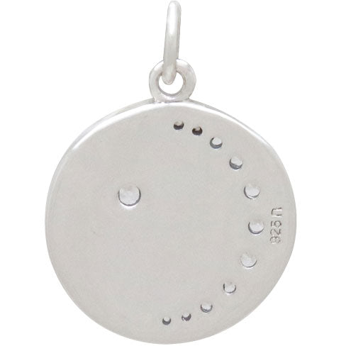 Silver Disk Charm with Nano Gem Star and Moon - Poppies Beads n' More