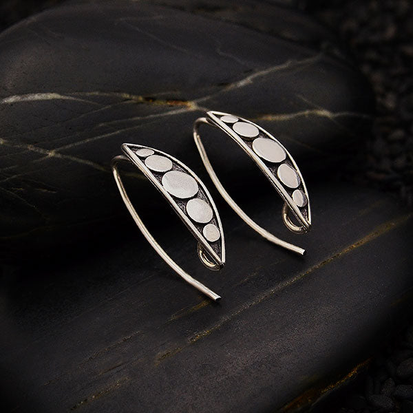 Silver Marquis Ear Wire with Flat Circle Inlay - Poppies Beads n' More