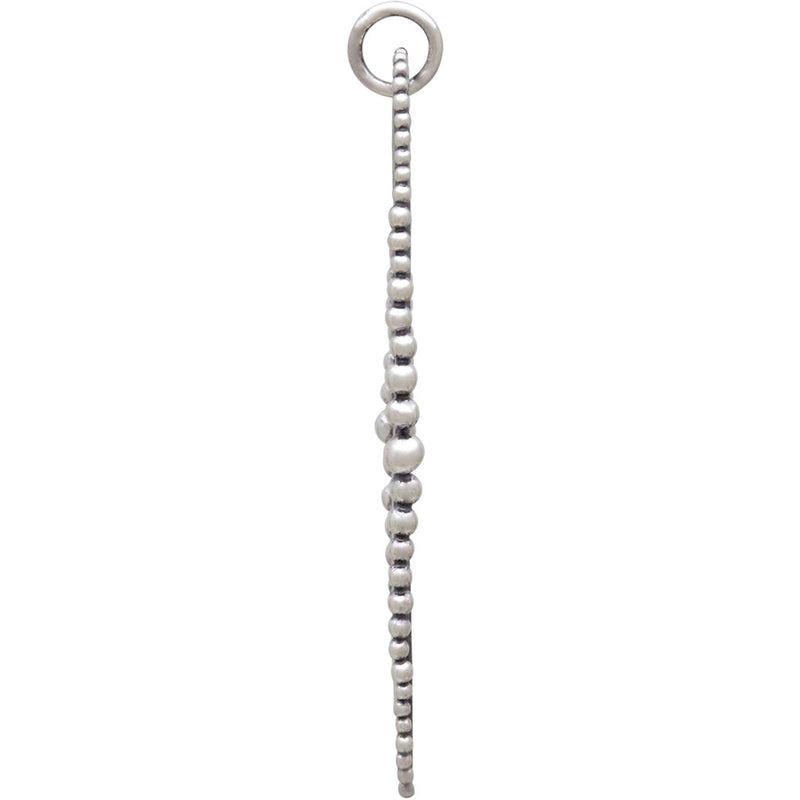 Silver Skinny Oval Link with Graduated Granulation - Poppies Beads n' More