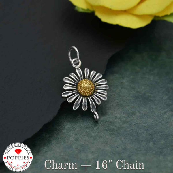 Sterling Silver and Bronze Daisy Link - Poppies Beads n' More