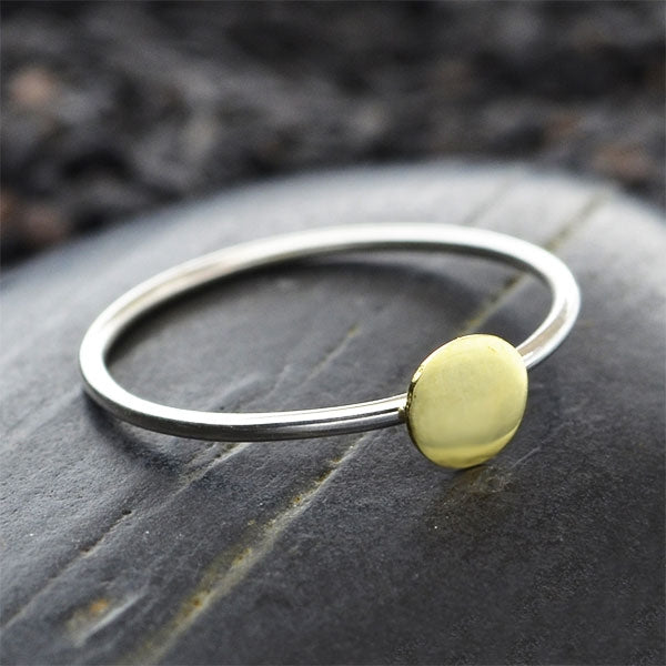 Sterling Silver Stacking Ring with Silver or Bronze Dot, - Poppies Beads n' More