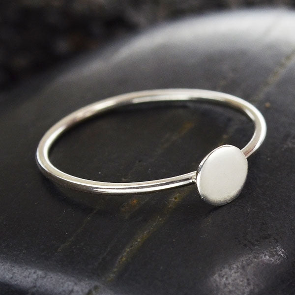 Sterling Silver Stacking Ring with Silver or Bronze Dot, - Poppies Beads n' More