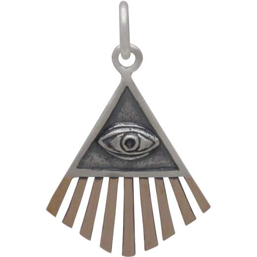 Sterling Silver All Seeing Eye Charm with Bronze - Poppies Beads n' More