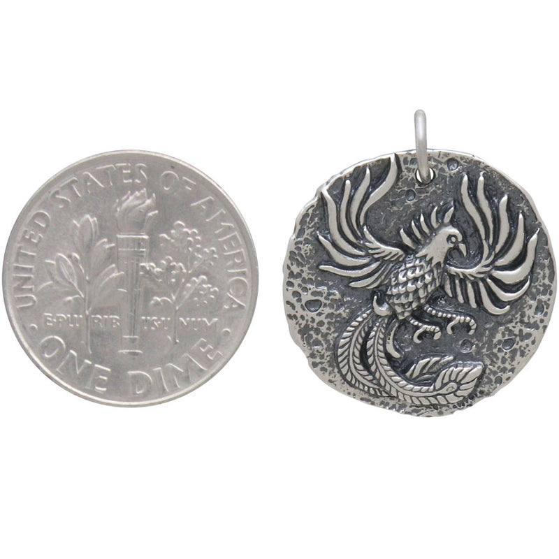 Sterling Silver Ancient Coin Charm -Phoenix - Poppies Beads n' More