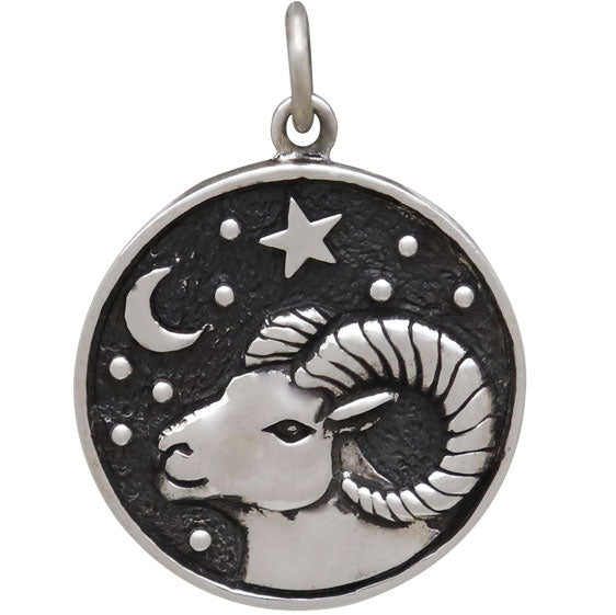 Sterling Silver Astrology Aries Pendant - Poppies Beads n' More