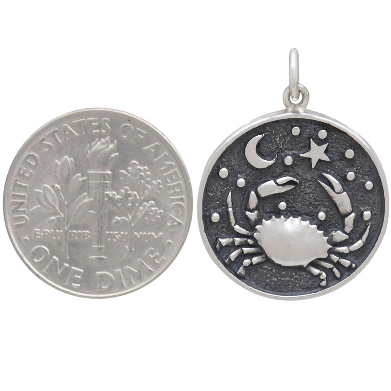 Sterling Silver Astrology Cancer Pendant - Poppies Beads n' More