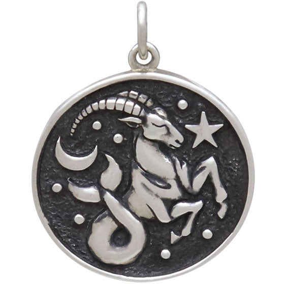 Sterling Silver Astrology Capricorn Pendant - Poppies Beads n' More