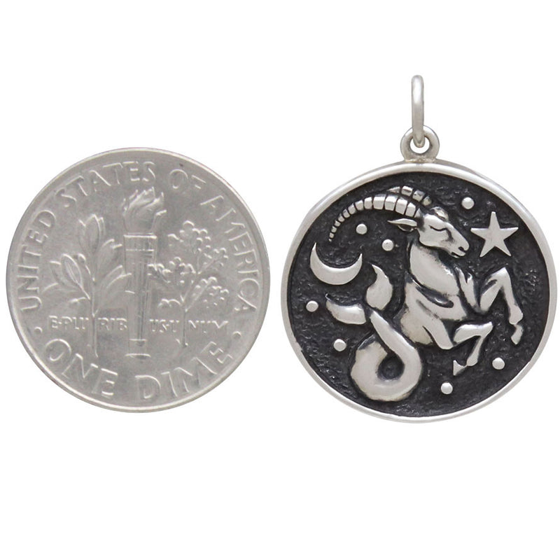 Sterling Silver Astrology Capricorn Pendant - Poppies Beads n' More