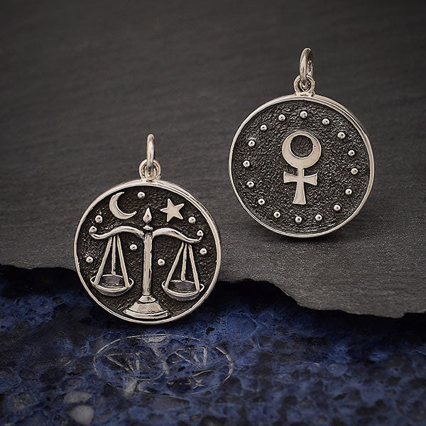 Sterling Silver Astrology Libra Pendant - Poppies Beads n' More