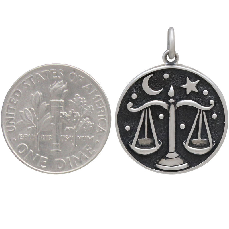 Sterling Silver Astrology Libra Pendant - Poppies Beads n' More