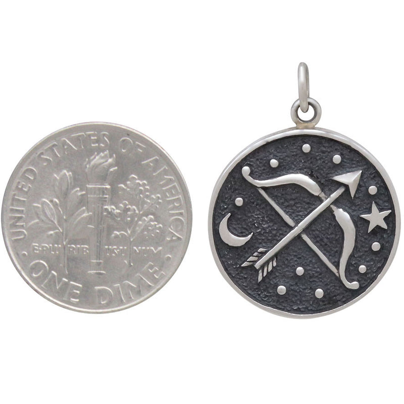 Sterling Silver Astrology Sagittarius Pendant - Poppies Beads n' More