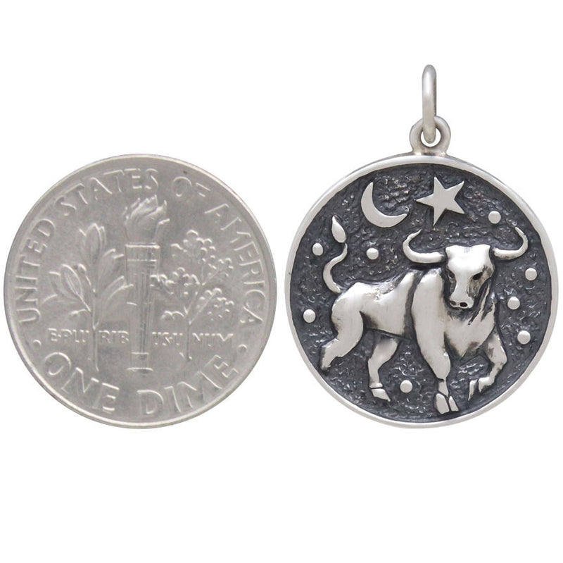 Sterling Silver Astrology Taurus Pendant - Poppies Beads n' More