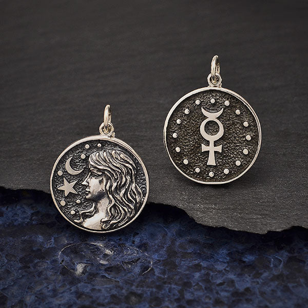 Sterling Silver Astrology Virgo Pendant - Poppies Beads n' More
