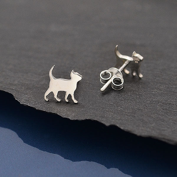 Sterling Silver Curious Kitten Post Earrings - Poppies Beads n' More