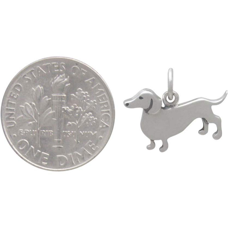 Sterling Silver Dachshund Dog Charm - Poppies Beads n' More