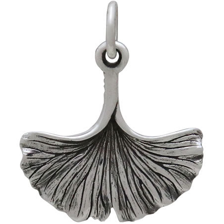 Sterling Silver Ginko Leaf Charm - Poppies Beads n' More