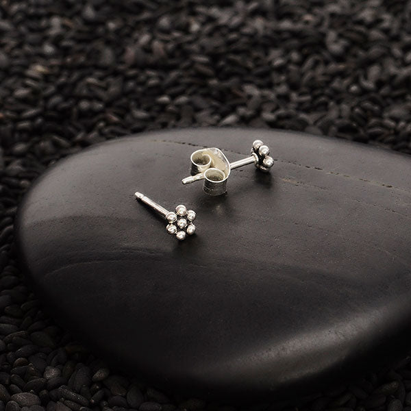 Sterling Silver Granulated Flower Post Earrings - Poppies Beads n' More